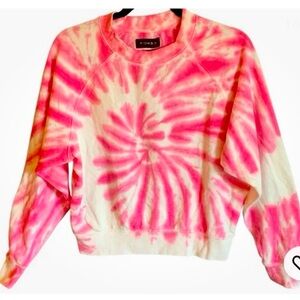 Piombo Top Women’s XSmall Pink Tie Dye Raglan Sleeve Ribbed Hem Crop Sweatshirt